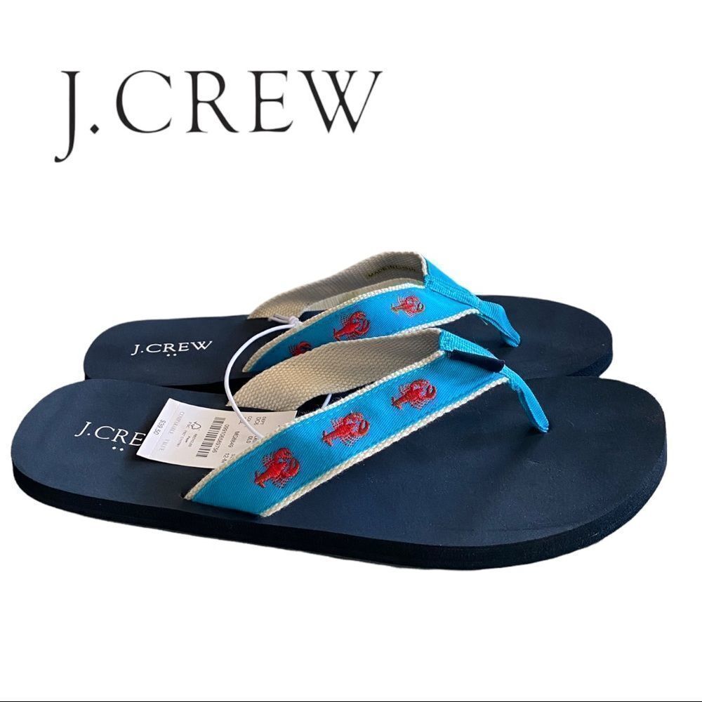 NEW J. Crew Women's Blue Red Lobster Flip Flop Sandals